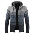 thumbnail image 1 of Men's Knitted Jacket Stand Collar Full-Zip Hooded Fleece Sweatshirt, 1 of 4