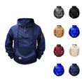 thumbnail image 1 of Men's Knitted Jacquard Hoodie Sweatshirt with Large Pocket Long Sleeve Crewneck Quarter Zip Raglan Top, 1 of 4