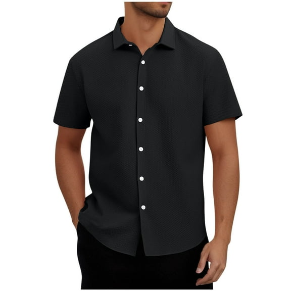 Men's Knitted Polo Shirt Button Breathable Lapel Short Sleeve Summer Beach Shirt