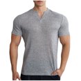 thumbnail image 1 of Men's Knitted Polo Shirt Casual Fashion V Neck Short Sleeve Polo Shirt Knitted Textured Neck Tops Fashion 2025, 1 of 7