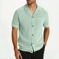 thumbnail image 1 of Men's Knitted Shirt, Short Sleeve Lapel Shirt for Summer, Breathable Hollow Out Beach Shirt, Casual Button Up Top, 1 of 9