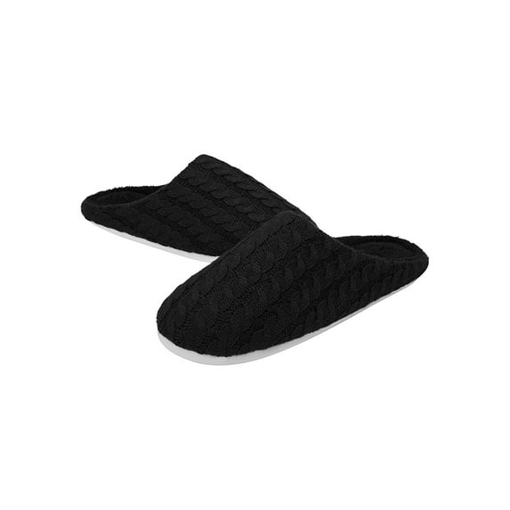 Men's Knitted Slide Slippers Comfy Slip-ons Memory Foam Slipper Indoor Clog Slippers with Warm Fleece Fuzzy Lining Anti-skidding House Shoes+Free Gift