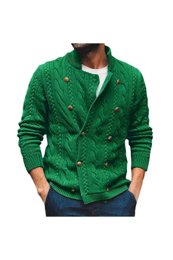 Men's Knitted Sweater Coat Double Half Turtleneck Cardigan Jacket Casual Style Warm Comfortable Soft Fabric