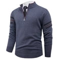 thumbnail image 1 of Men's Knitted Sweater Quarter Zip Stand Collar Long Sleeve Cable Knit Pullover Casual Sports Fit Knit Sweatshirts (XXL, Gray-A), 1 of 8