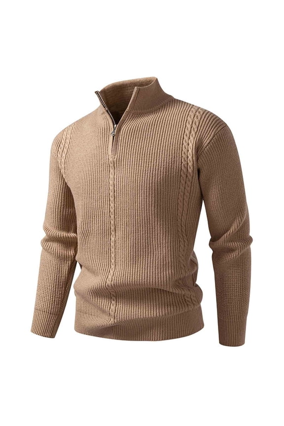 Men's Knitted Sweaters Crewneck Stretch Sweatshirt Warm Long Sleeve Pullover Sweater Loose Fall Outfits Brown L