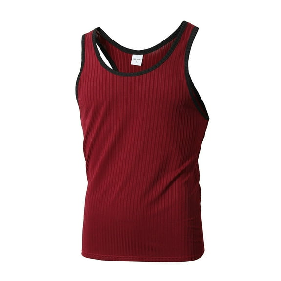 Men's Knitted Vertical Stripe Fitness Tank Top Slim Fit Athletic Racer Color Block Design for Sports and Mens Muscle Gym Tank Top Breathable Sleeveless Shirts for Active Men