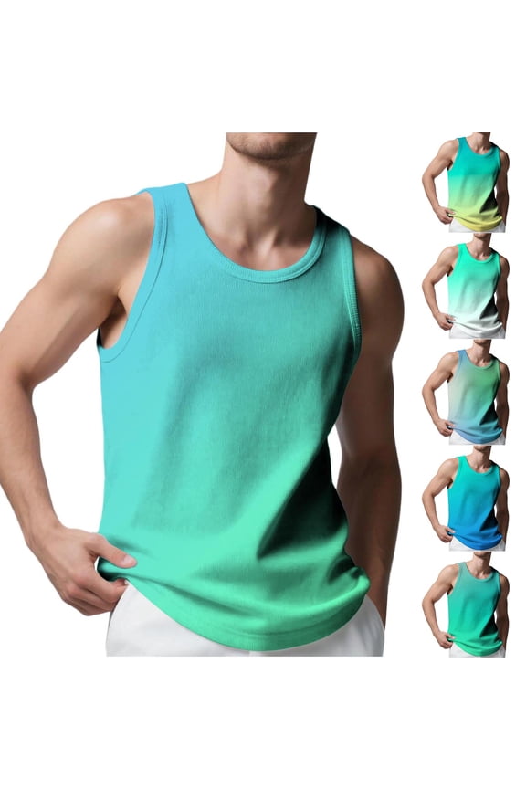 Men's Knitted Vertical Stripe Slim Fit Tank Top Muscle Tank Singlet for Casual Fashion Streetwear Gym Workout Running Daily Wear | Ihhxva,Green 2XL