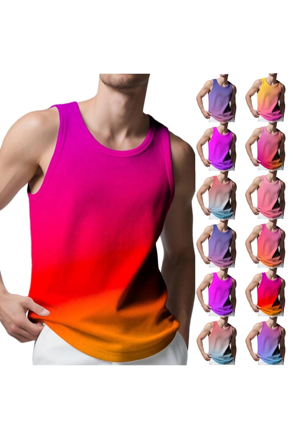 Men's Knitted Vertical Stripe Slim Fit Tank Top Muscle Tank Singlet for Casual Fashion Streetwear Gym Workout Running Daily Wear | Ihhxva,Purple 2XL
