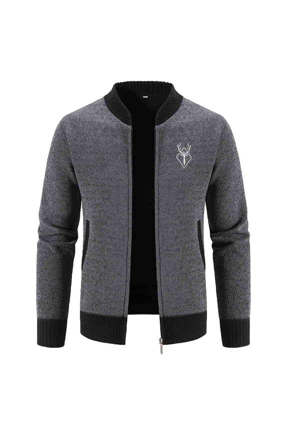 Men's Knitted Wool Sweater Coat Autumn Winter Casual Zip Up Long Sleeve Outdoor Warm Stand Collar Jacket