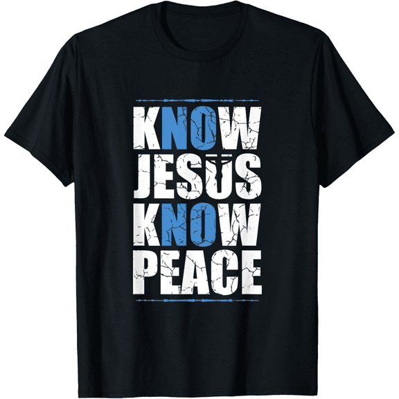 Men's Know Jesus Know Peace T-Shirt Bible Verse Christian Love Graphic Tee