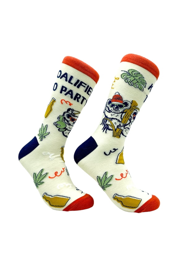 Men's Koalified to Party Socks Funny Partying Drinking Smoking Koala Joke Footwear