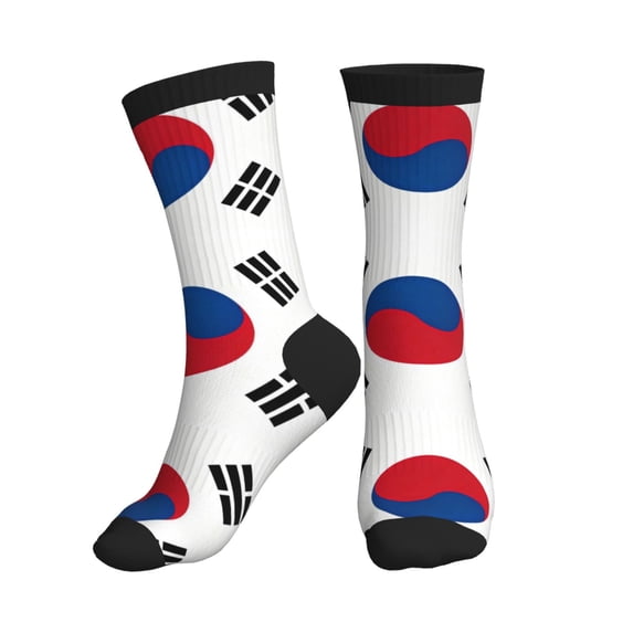 Men's Korean Flag Novelty Athletic Socks Women's Digital Printing Funky Patterned Crew Socks
