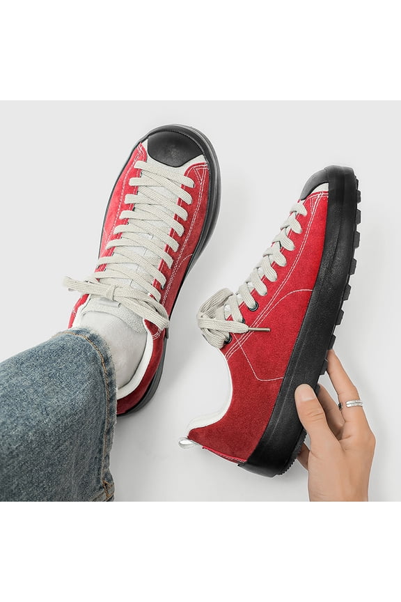 Men's Korean Streetwear Sneakers - Upper & PVC Sole Low-Top Slip-On Shoes, Sole Suitable for Schoolboy Style, Casual Outdoor Wear, - Solid Color Sneaker for Urban Fashion (No Maintenance Design)