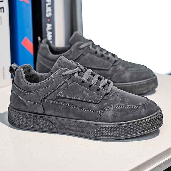 Men's Korean Style Breathable Low-Top Sneakers - Upper & Rubber Sole, Lace-Up Casual Sports Shoes Suitable for Spring Summer Fall, Gym,, Casual Attire - Korean Fashion Solid Color Sneakers