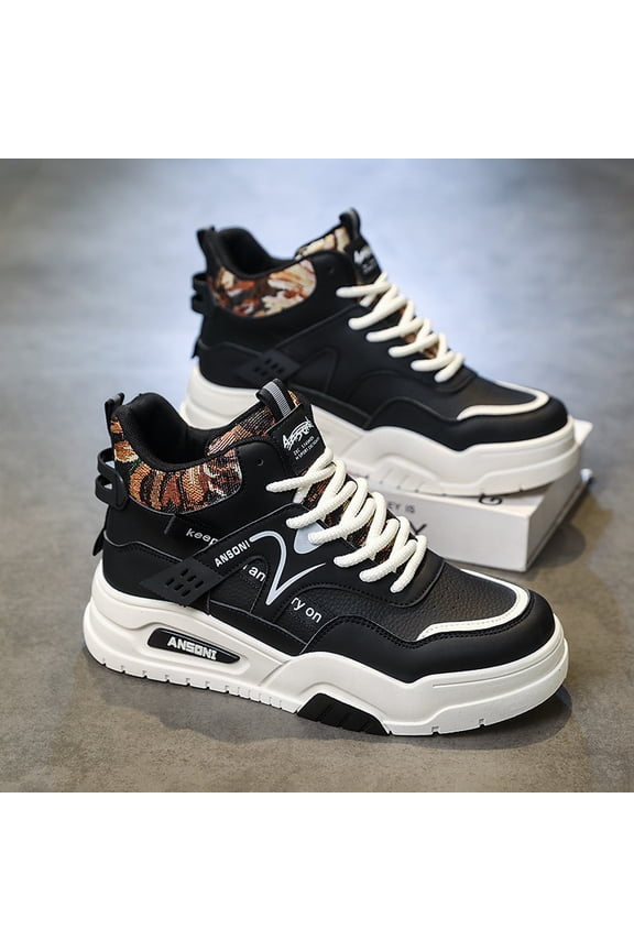 Men's Korean Style Korean Version (K-Version) Sneakers - Upper & Rubber Sole Slip-On High-Top/low-start (convertible) Shoes for Streetwear, Casual Wear - Solid Color Unisex Design for men & - Korean