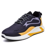Mens Korean-Style Low-Top Sneakers - Lace-Up PU/PVC & Rubber Stability Arch, All-Season Casual Breathable White/Grey/Purple/Grey/Golden/Pink/Green/Black/White/Gray/Purple/Beige//Black