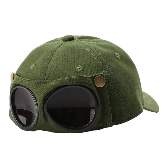 Men's Korean-Style Pilot Baseball Cap, Aviator Goggle Hat with Curved Visor, Cotton Canvas Sun Protection Cap for Spring Summer