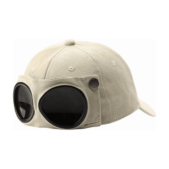 Men's Korean-Style Pilot Baseball Cap - Personalized Glasses-Ready, Curved Visor, Casual Style, Sunshade for Spring & Summer Beige