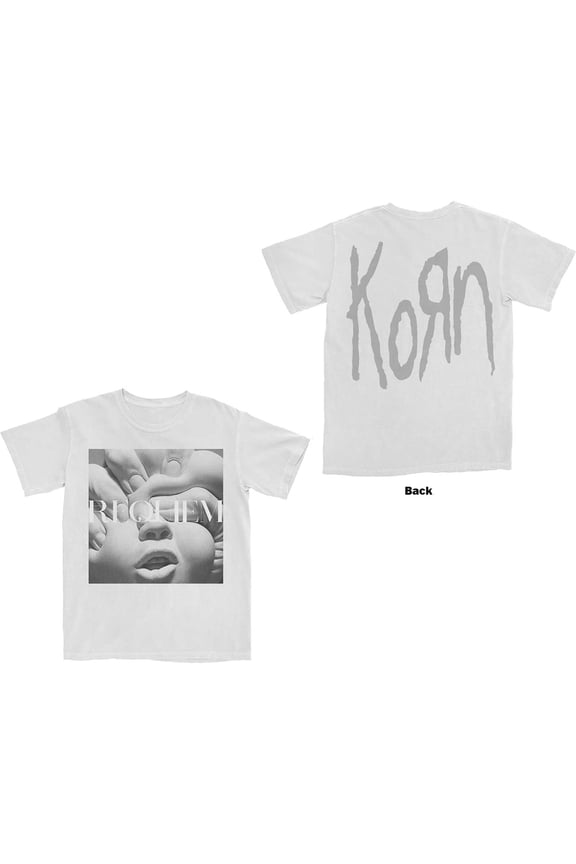 Men's Korn Requiem Album Cover (Back Print) Slim Fit T-shirt XX-Large White