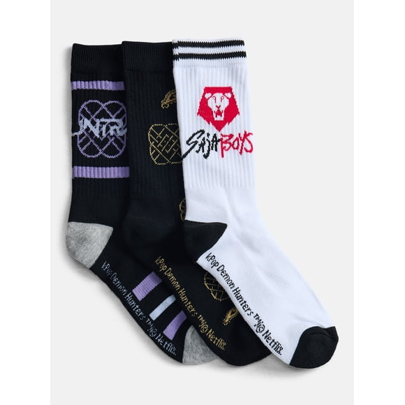 K-Pop Demon Hunters Men's Socks, 3-Pack, Shoe Sizes 10-13