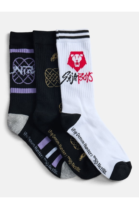 K-Pop Demon Hunters Men's Socks, 3-Pack, Shoe Sizes 10-13