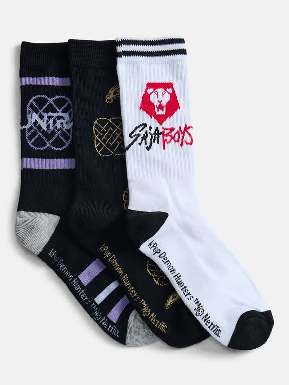 K-Pop Demon Hunters Men's Socks, 3-Pack, Shoe Sizes 10-13