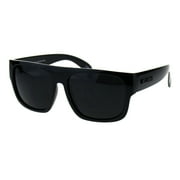 Mens Kush Sunglasses Dark Black Lens Square Flat Top Frame Shiny Finish