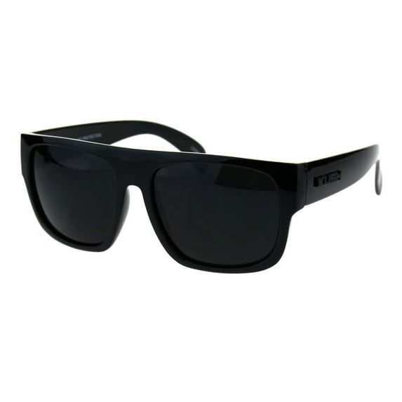 Men's Kush Sunglasses Dark Black Lens Square Flat Top Frame Shiny Finish