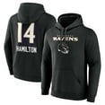 thumbnail image 1 of Men's Kyle Hamilton Black Baltimore Ravens Team Wordmark Player Name & Number Pullover Hoodie, 1 of 3