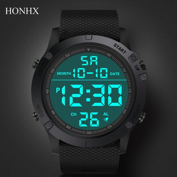 Men’s LED Digital Sports Watch, Water-Resistant Military Design with Backlight, Multi-Functional Stopwatch for Outdoor Activities & Fitness