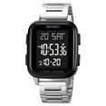 thumbnail image 1 of Men's LED Luminous Digital Watch with 5ATM Waterproof, Dual Time Zone, Calendar and Stainless Steel Band, 1 of 4