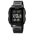 thumbnail image 1 of Men's LED Luminous Digital Watch with 5ATM Waterproof, Dual Time Zone, Calendar and Stainless Steel Band, 1 of 4