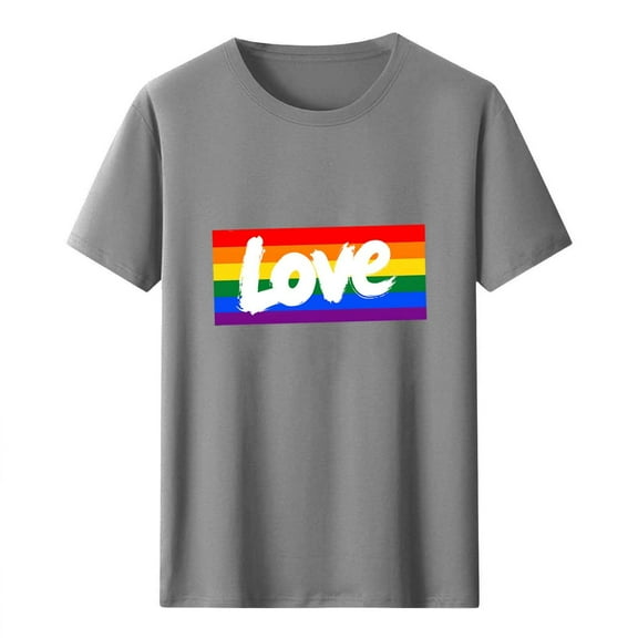 Men's LGBTQ Pride T-Shirt – Rainbow Flag & Heart Graphic Tee, Equality Short Sleeve Crewneck Top for Pride Month 2025