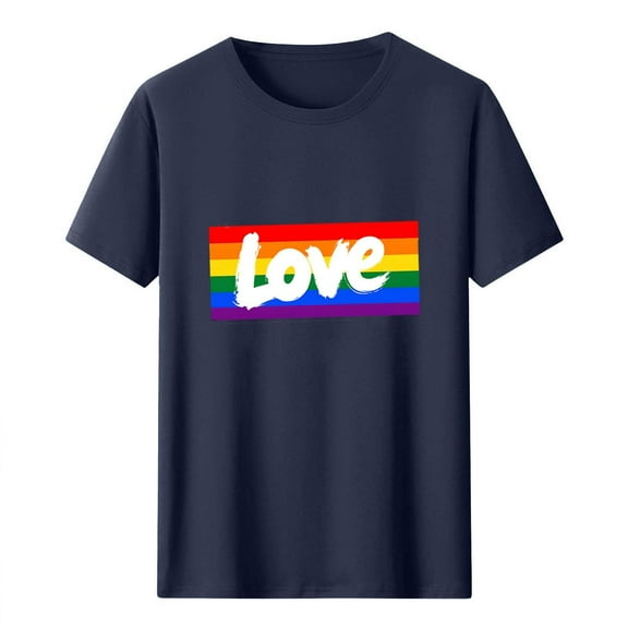 Men's LGBTQ Pride T-Shirt – Rainbow Flag & Heart Graphic Tee, Equality Short Sleeve Crewneck Top for Pride Month 2025