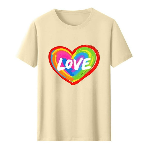 Men's LGBTQ Pride T-Shirt – Rainbow Flag & Heart Graphic Tee, Equality Short Sleeve Crewneck Top for Pride Month 2025