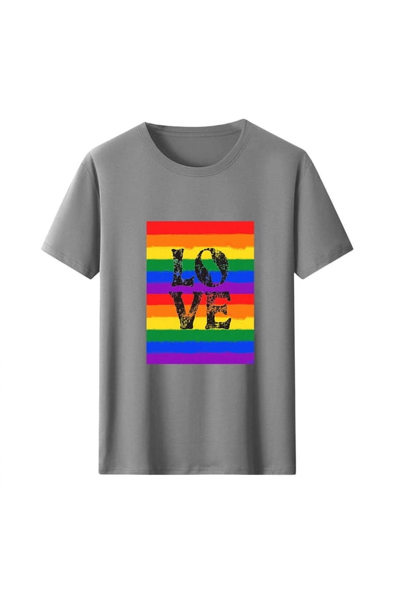 Men's LGBTQ Pride T-Shirt – Rainbow Flag & Heart Graphic Tee, Equality Short Sleeve Crewneck Top for Pride Month 2025