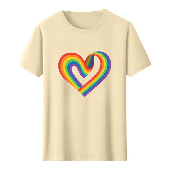 Men's LGBTQ Pride T-Shirt – Rainbow Flag & Heart Graphic Tee, Equality Short Sleeve Crewneck Top for Pride Month 2025