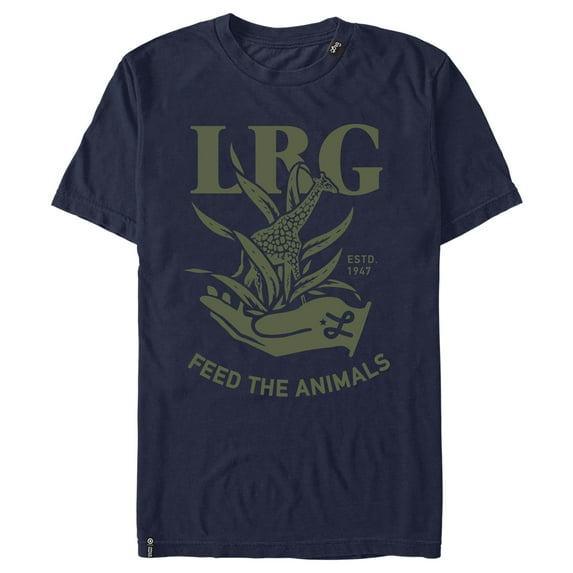Men's LRG Feed the Animals Logo Green Graphic Tee Navy Blue 2X Large