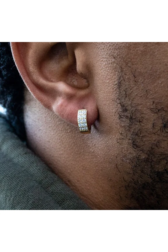 Men's Lab Created Diamond Hoop Earrings in 14K Yellow Gold Plated