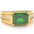thumbnail image 1 of Men's Lab-Created Emerald Diamond Channel Ring In Solid 14k Yellow Gold, 1 of 6