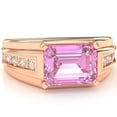 thumbnail image 1 of Men's Lab-Created Pink Sapphire Diamond Channel Ring In Solid 14k Rose Gold, 1 of 6
