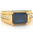thumbnail image 1 of Men's Lab-Created Sapphire Diamond Channel Ring In Solid 14k Yellow Gold, 1 of 6