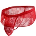 thumbnail image 1 of Men's Lace Mesh T-Back G-String - Low Rise Sexy Lingerie for Valentine's Day & Parties, Ruffled Lace Bulge Pouch Naughty Underwear, 1 of 2
