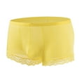 thumbnail image 1 of Men's Lace Trim Ice Silk Underwear Ultra-thin Breathable Boxer Briefs Solid Color Stretch Underpants, 1 of 5