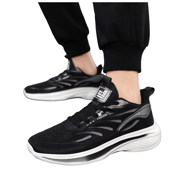 Men's Lace Up Casual Sports Shoes Lightweight Slip On Sneakers Breathable Non Slip Running Shoes with Arch Support Gray Size 10