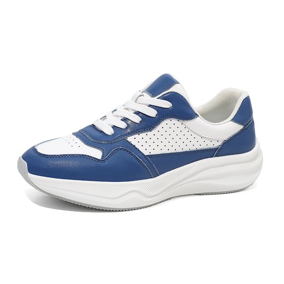 Men's Lace-Up Color Block Breathable Platform Casual Sneakers