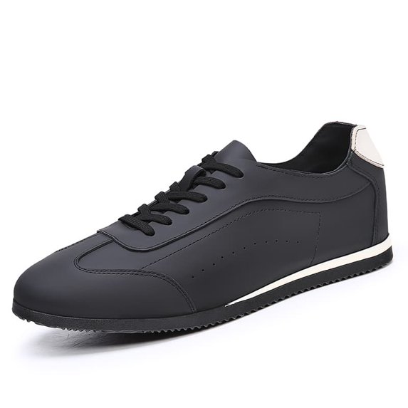 Men's Lace-Up Color Block Leather Retro Casual Sneakers
