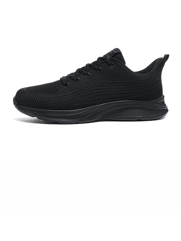 Men's Lace‑Up Knit Athletic Casual Sneaker, Wavy Textured Upper Heel Pull Tab Contoured Curved Midsole Smooth Low‑Profile Outsole Footwear for Daily Walking and Light Daily Activities