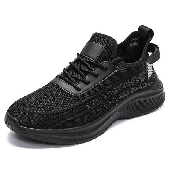 Men's Lace‑Up Knit Mesh Athletic Running Sneakers, Speckled Pattern Upper Footwear with Curved Thick Midsole for Daily Jogging and Casual Sports Activities