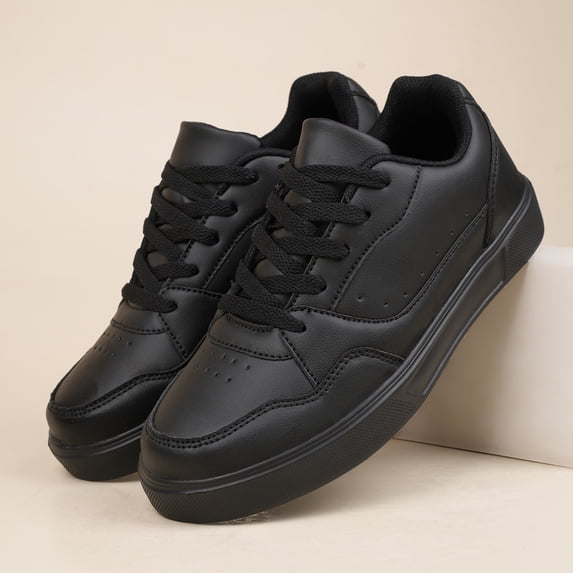 Men's Lace‑Up Low‑Top Casual Skate Sneakers, Stitched Panel Upper Lifestyle Shoes with Flat Thick Outsole for Daily Street and Casual Occasions